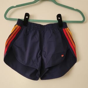 Aviator Nation Navy Shorts with Rainbow Stripes size S